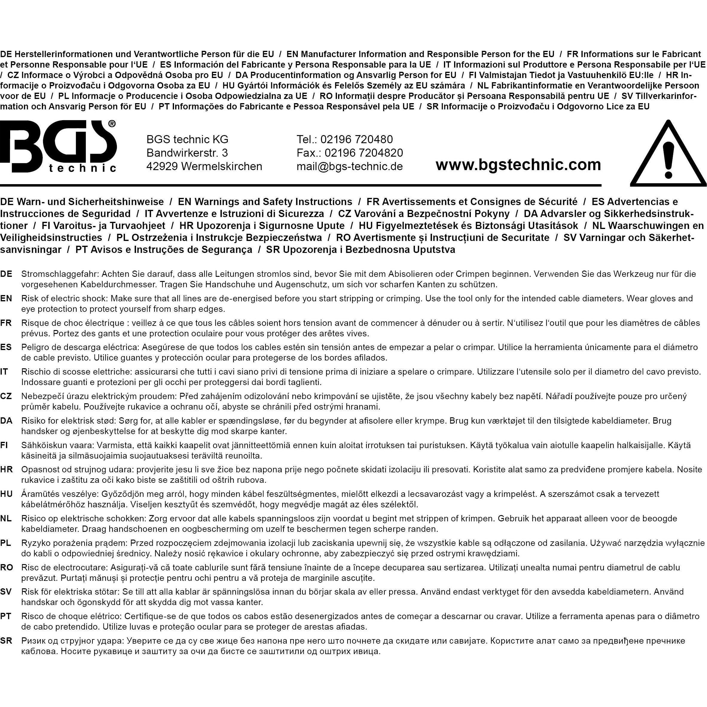 Thumbnail - BGS, Zange, Crimpbacken für wasserdichte Steckverbinder (H6) für Art. 1410, 1411, 1412