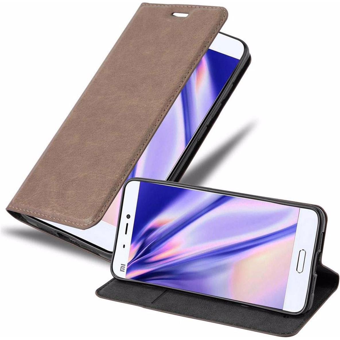 Cadorabo Book Invisible Magnet Cover (Xiaomi Mi 5), Smartphone Hülle, Braun