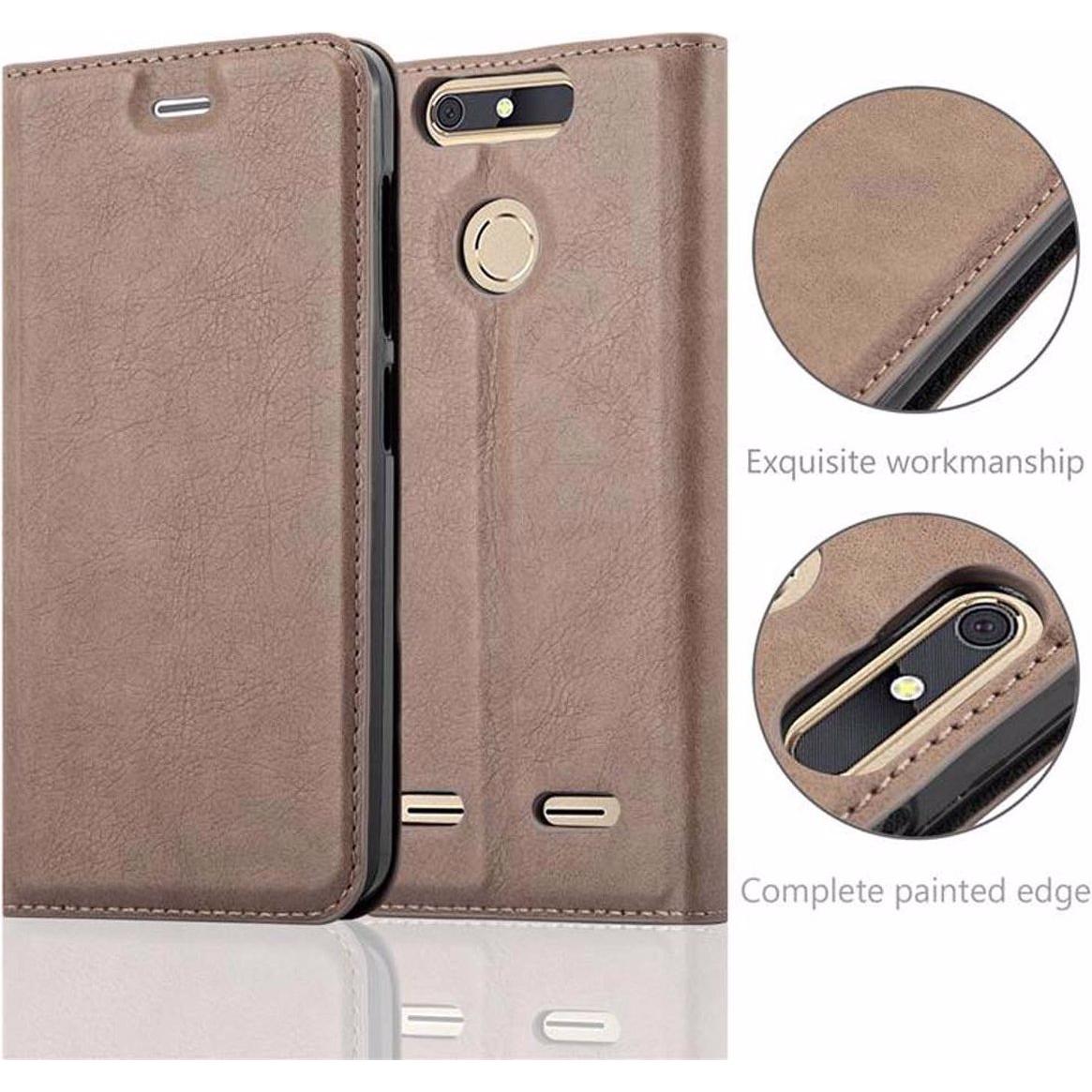 Thumbnail - Cadorabo Book Invisible Magnet Cover (ZTE Blade V8 Mini), Smartphone Hülle, Braun