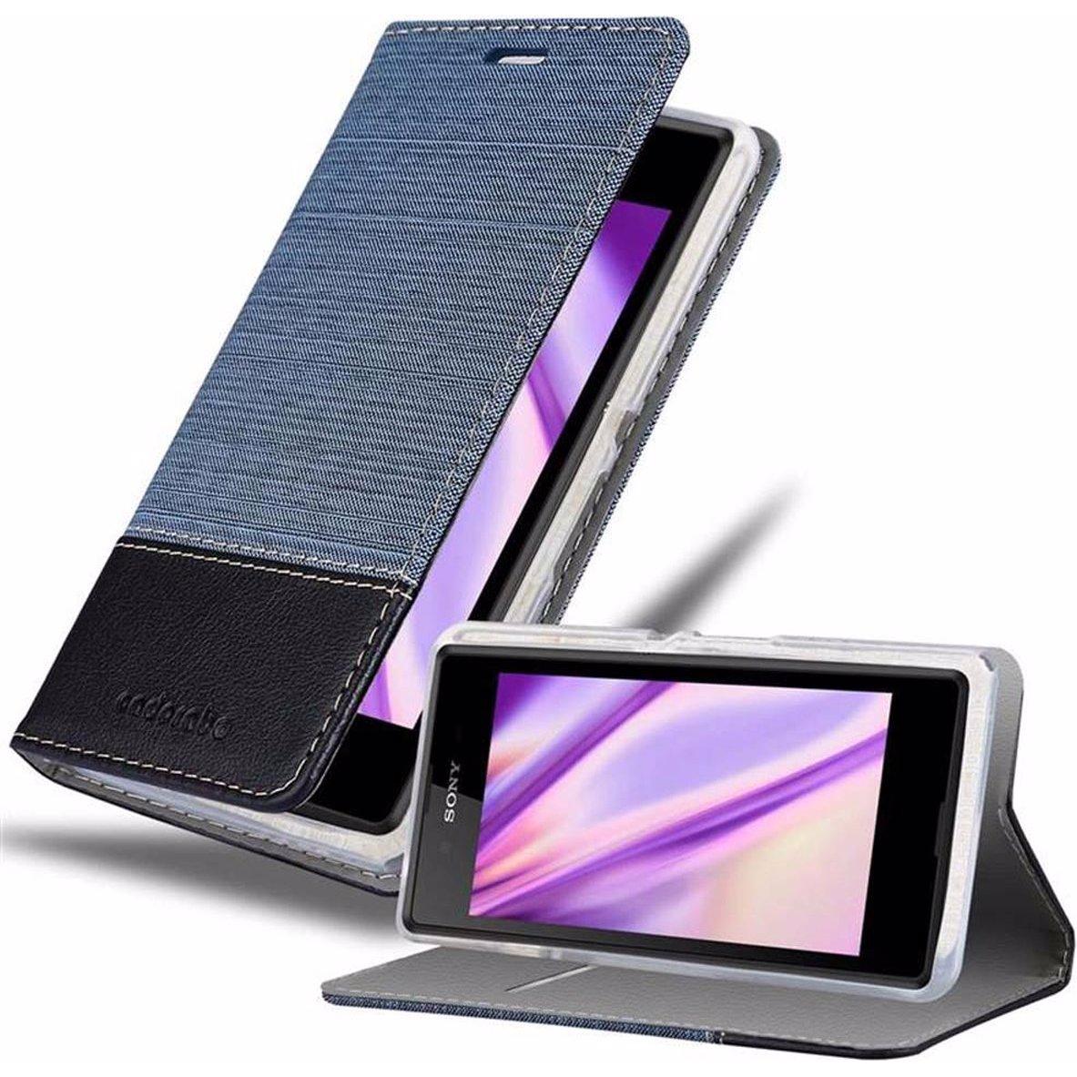 Cadorabo Book Jeans Optik Cover (Sony Xperia E3), Smartphone Hülle, Blau