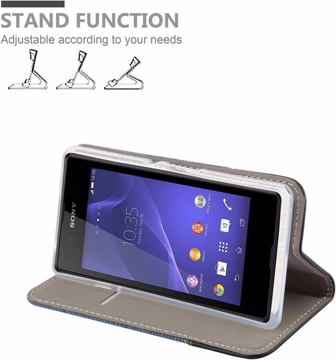 Actual product image Cadorabo Book Jeans Optics Cover (Sony Xperia E3)