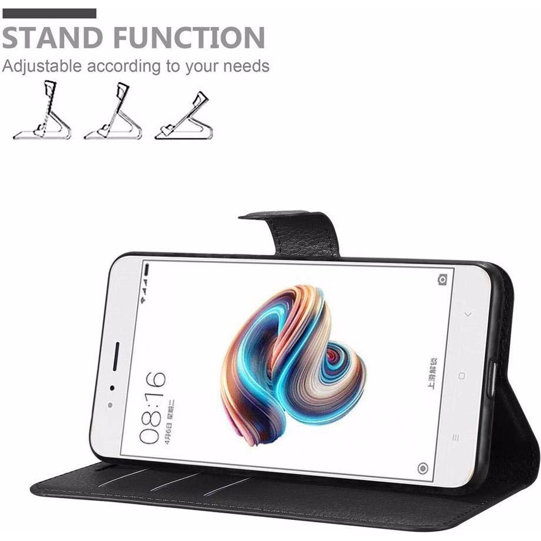 Thumbnail - Cadorabo Book mit Standfunktion Cover (Xiaomi Mi 5X), Smartphone Hülle, Schwarz