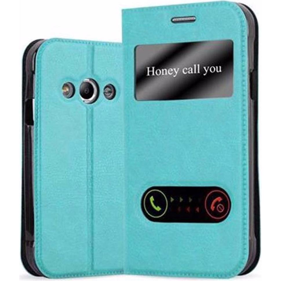 Cadorabo Book mit View Doppelfenster Cover (Samsung Galaxy Xcover 3), Smartphone Hülle, Türkis