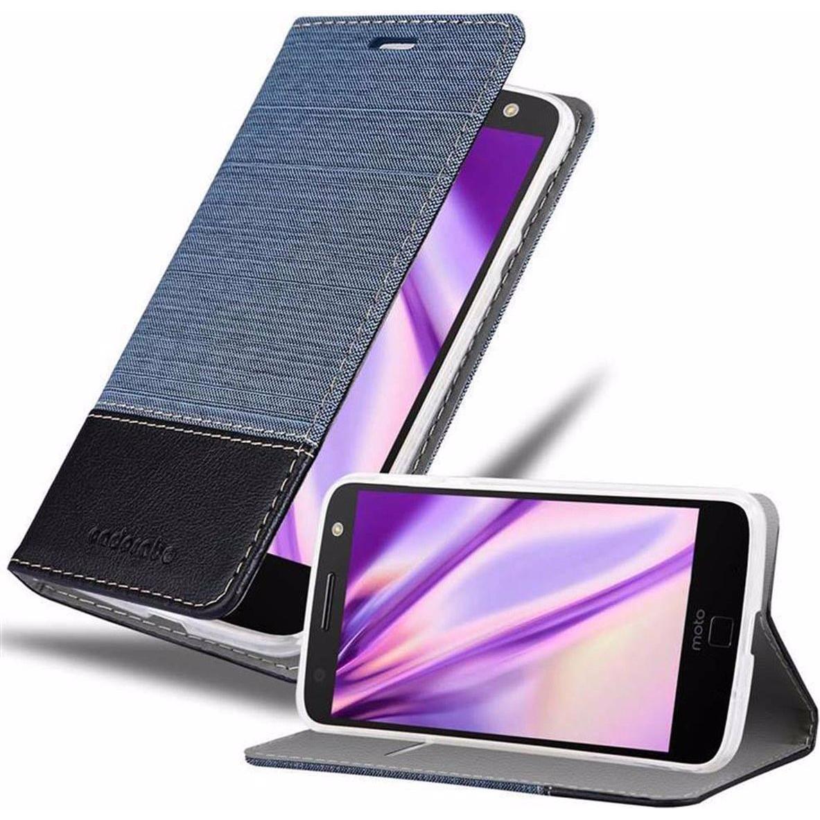 Cadorabo Book Jeans Optik Cover (Motorola Moto Z Force), Smartphone Hülle, Blau