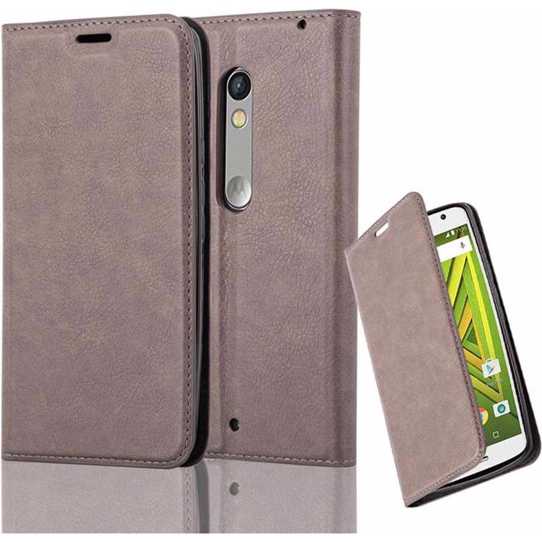 Cadorabo Book Invisible Magnet Cover (Motorola Moto X Play), Smartphone Hülle, Braun