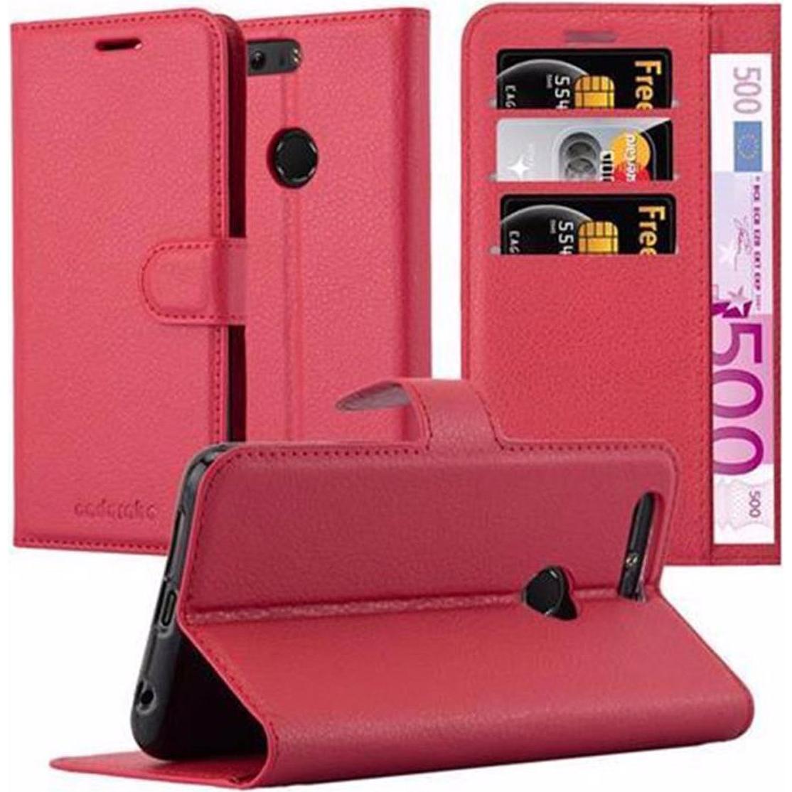 Cadorabo Book mit Standfunktion Cover (Honor 8), Smartphone Hülle, Rot