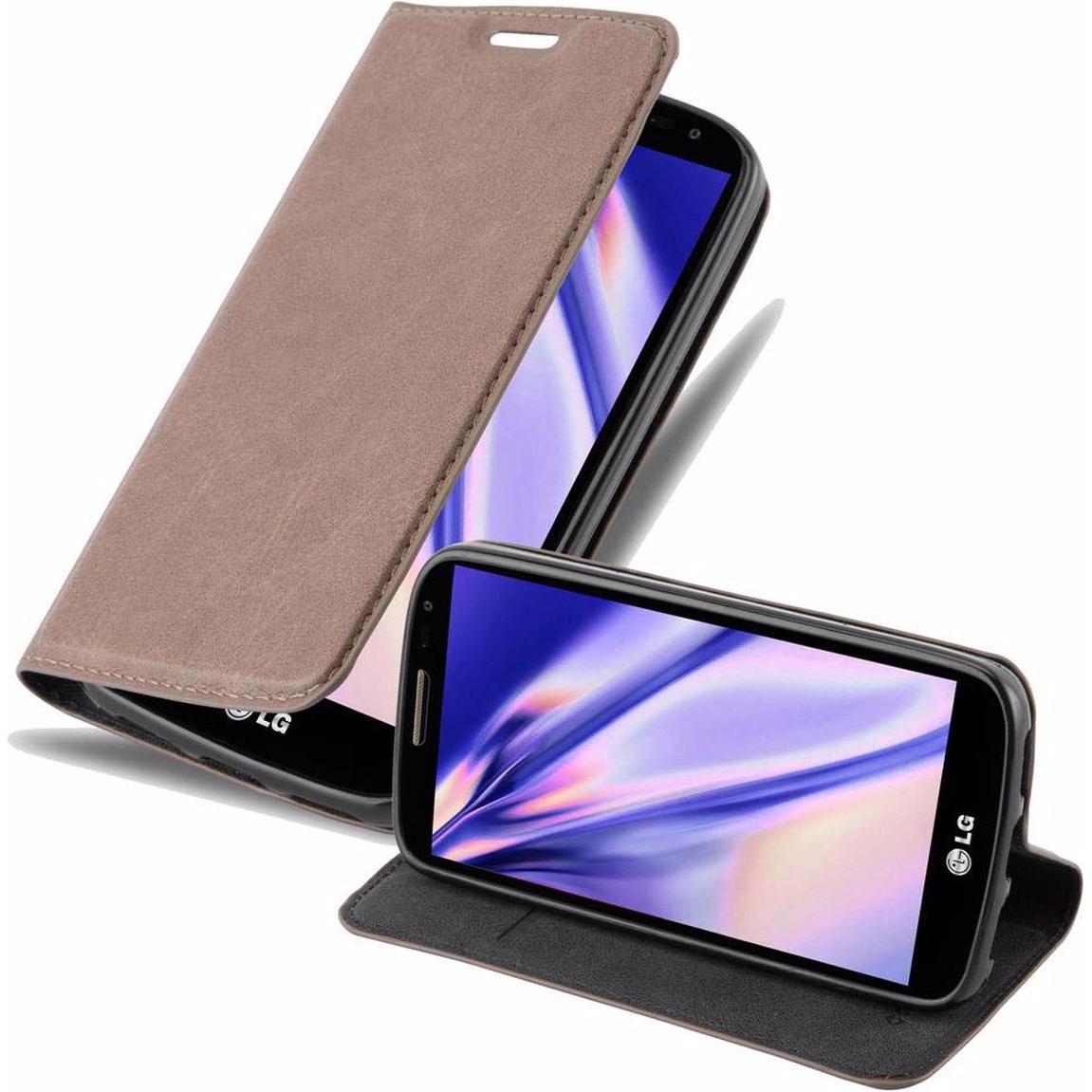 Cadorabo Book Invisible Magnet Cover (LG G2 Mini), Smartphone Hülle, Braun
