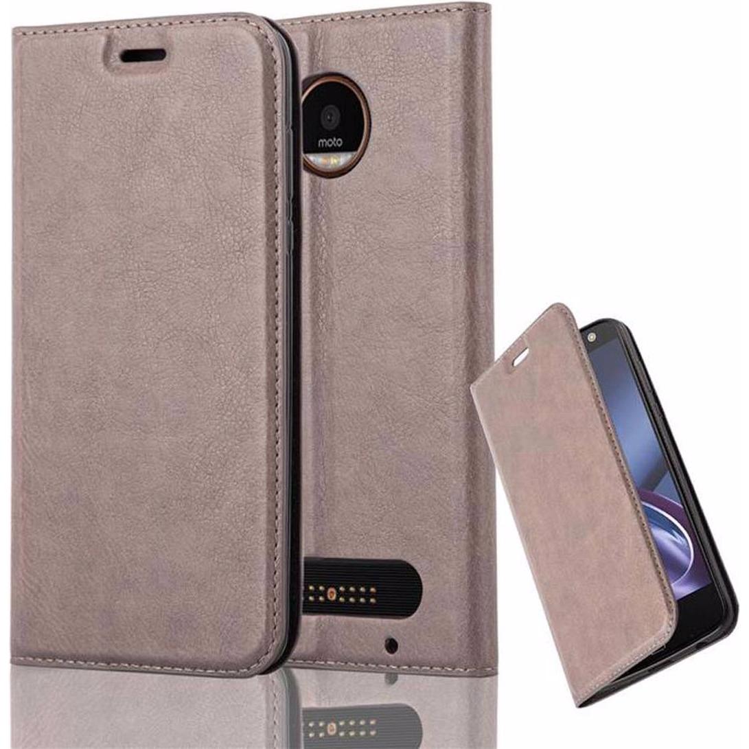 Cadorabo Book Invisible Magnet Cover (Motorola Moto Z2), Smartphone Hülle, Braun