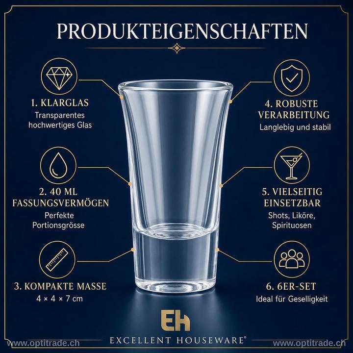 Immagine prodotto Excellent Houseware Schnapsglas (6x, Bicchiere di vetro)