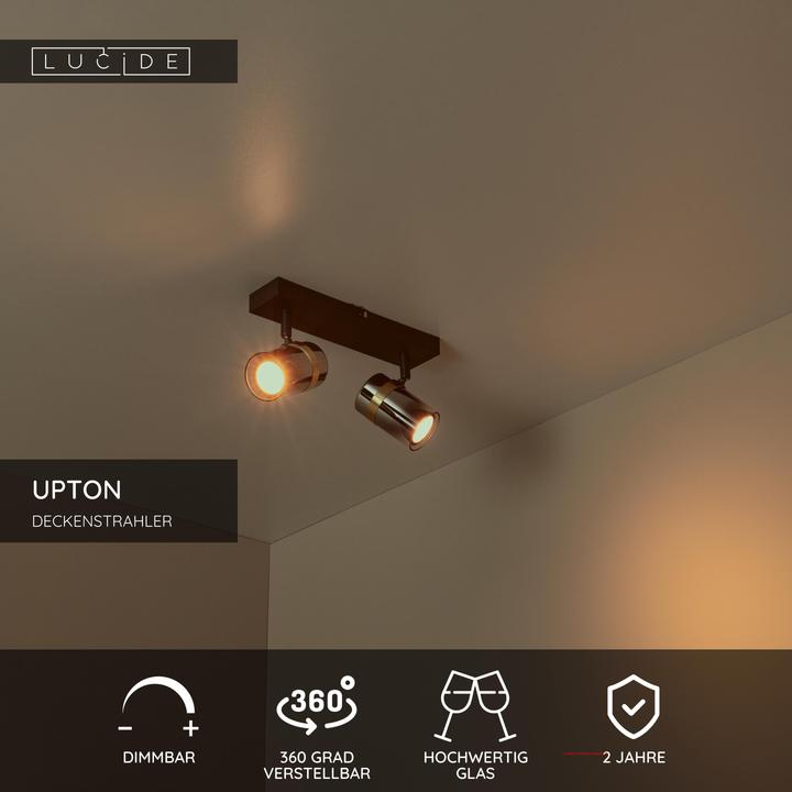 Produktbild Lucide UPTON GU10 Deckenstrahler 2-fach Modern Rauchfarbe 57900/02/65 (GU10)