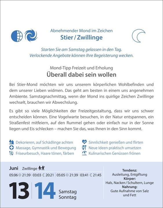 Productafbeelding Harenberg Leben mit dem Mond Tagesabreisskalender 2026 - Praktische Tipps Tag für Tag