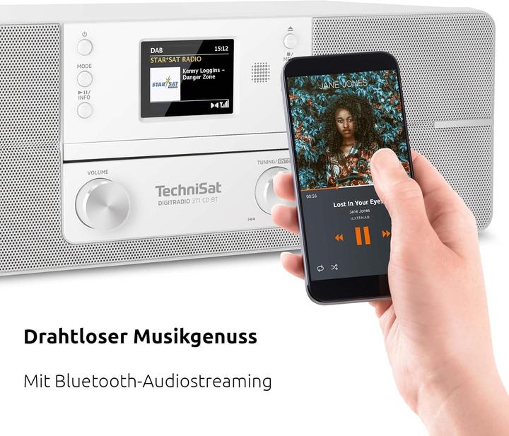 Produktbild TechniSat Grotuvas DIGITRADIO 371 CD BT (balta, DAB, FM, CD, Bluetooth) (DAB, DAB+, FM, Bluetooth)
