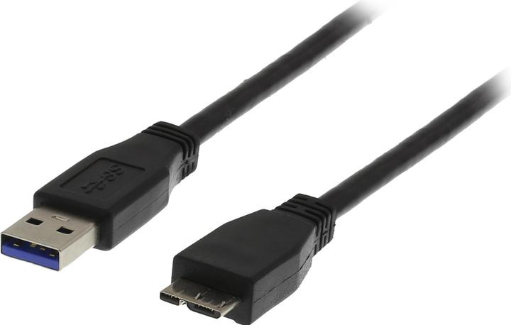 Produktbild Deltaco USB 3.0 kabel, Typ A hane - Typ Micro B hane, 2m, svart (2 m, USB 3.2 Gen 1)