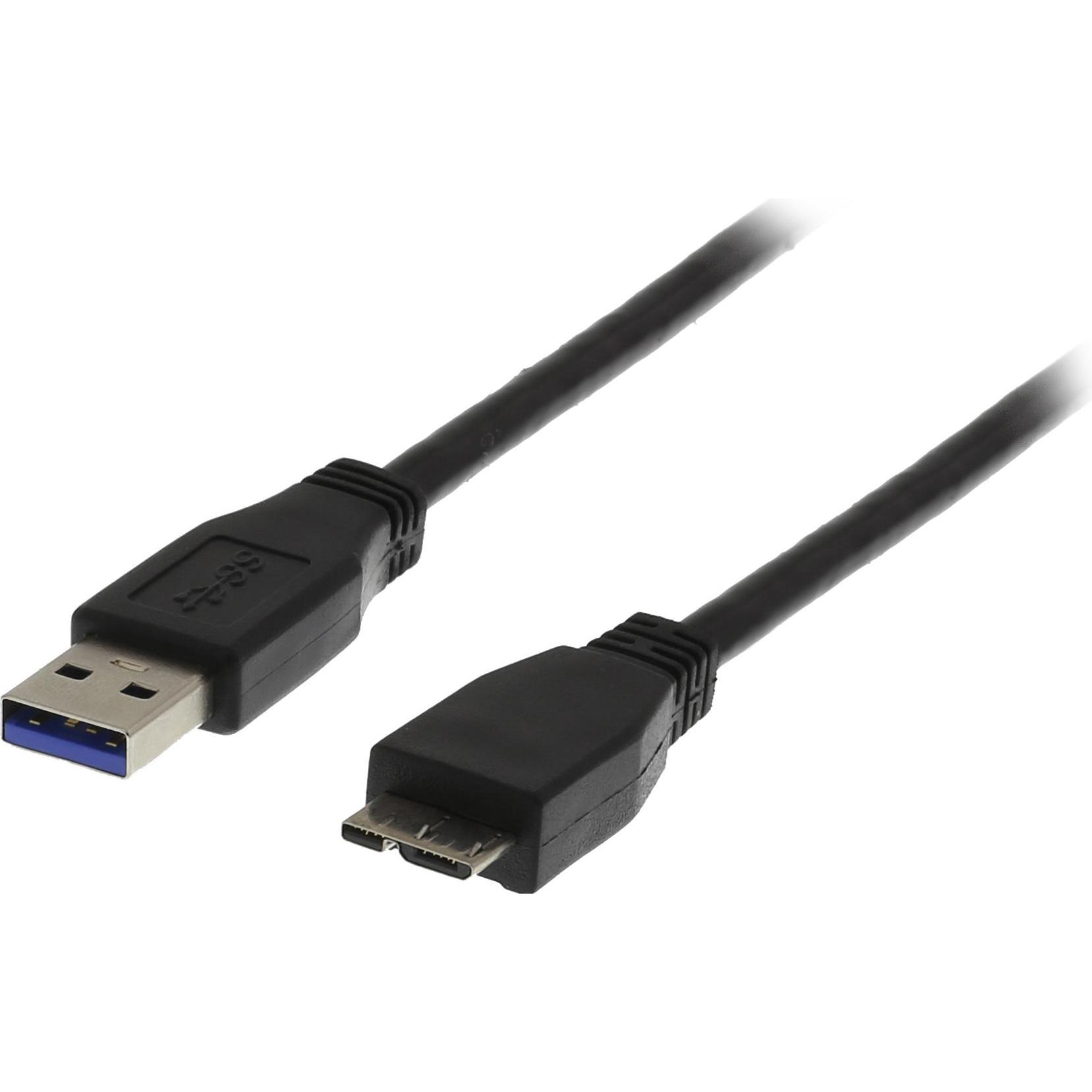 Deltaco Cavo USB 3.0, tipo A - tipo Micro B, 1m, svart (1 m, USB 3.2 Gen 1), Cavo USB
