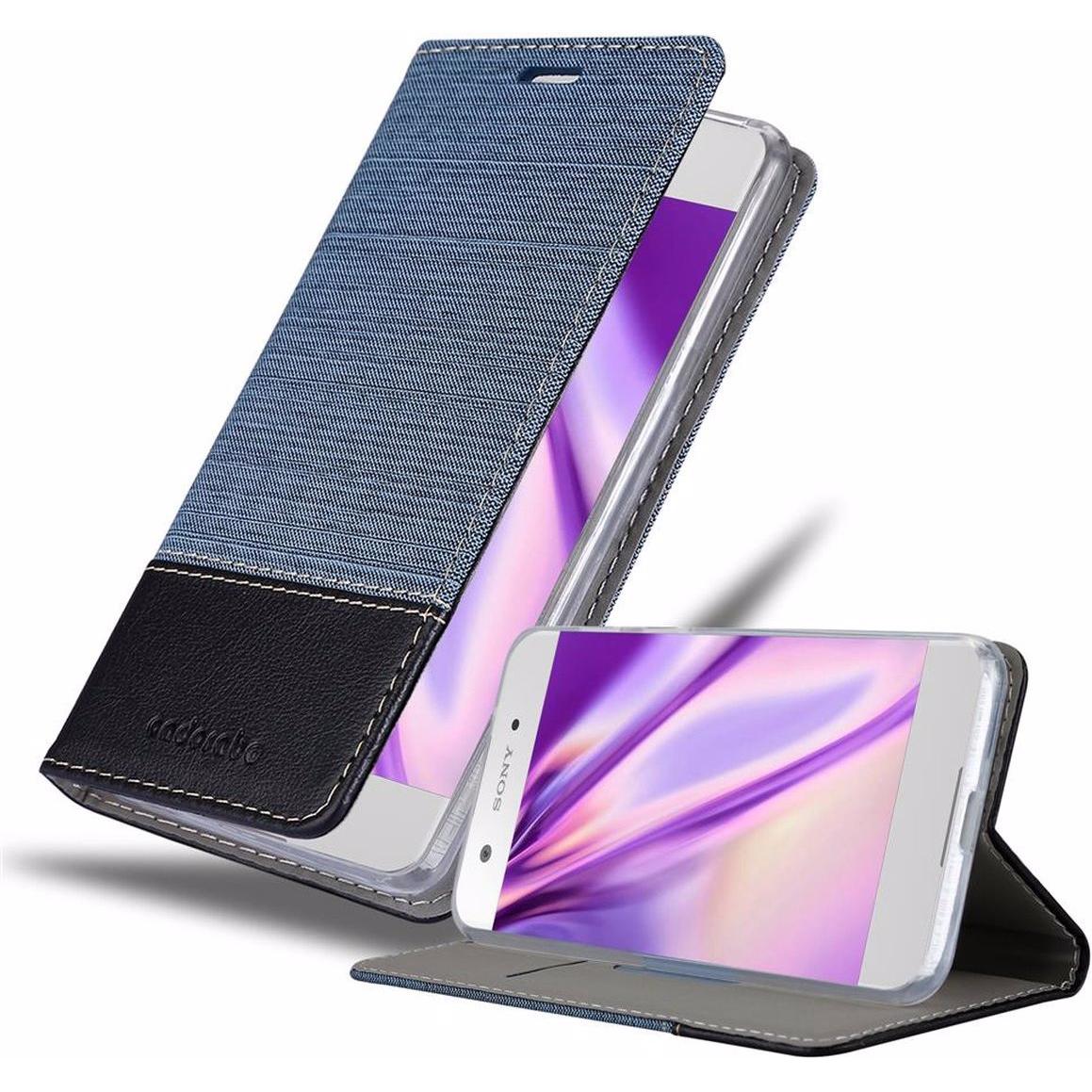 Cadorabo Book Jeans Optik Cover (Sony Xperia XA1), Smartphone Hülle, Blau