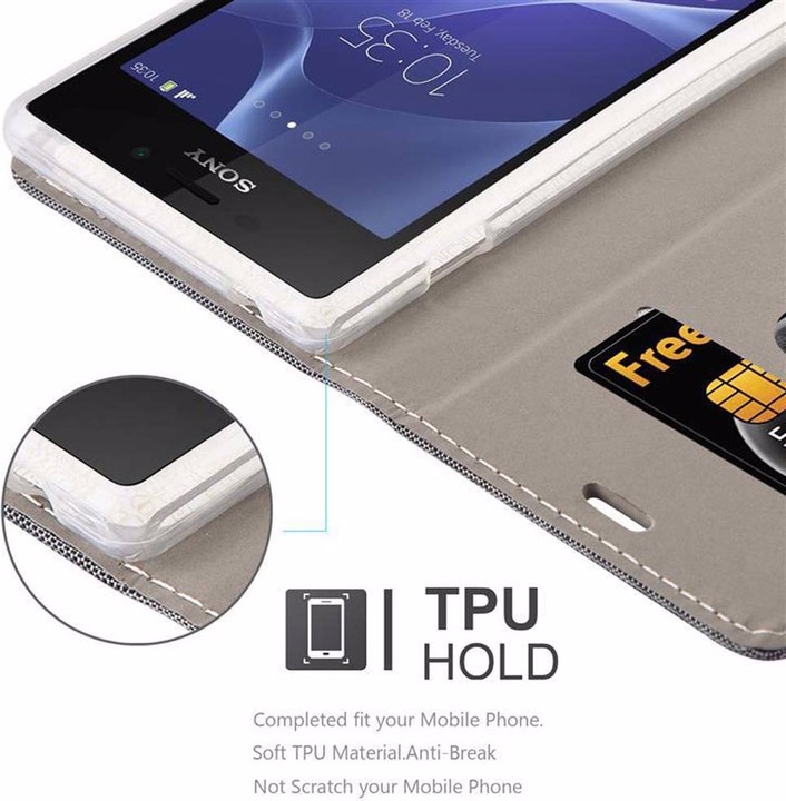 Produktbild Cadorabo Book Jeans Optik Cover (Sony Xperia M2 Aqua)
