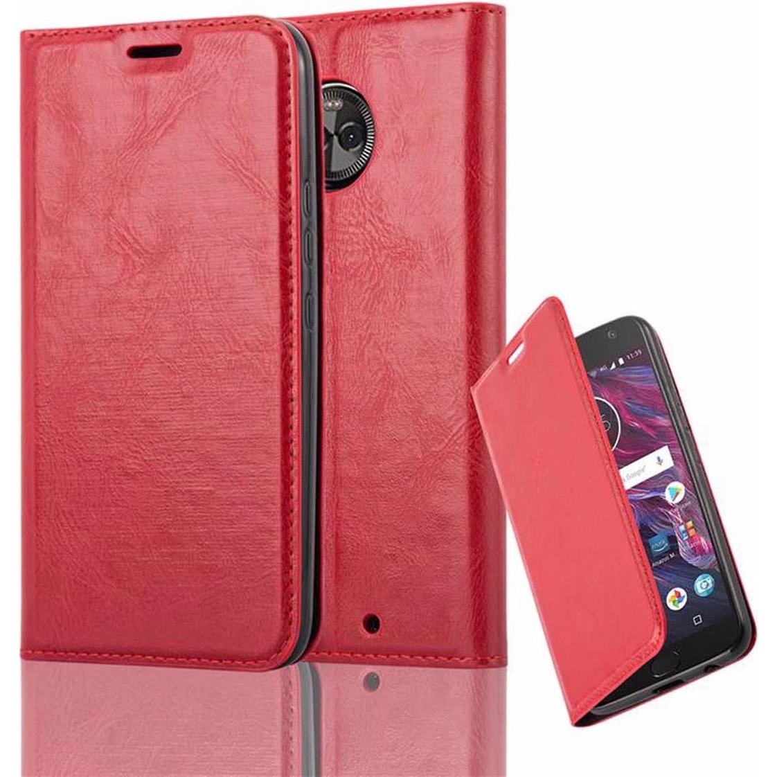 Cadorabo Book Invisible Magnet Cover (Motorola Moto X4), Smartphone Hülle, Rot