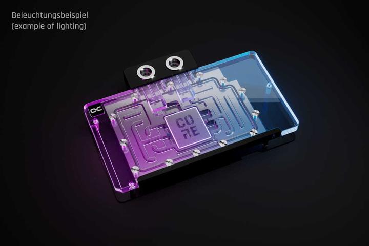 Actual product image Alphacool Core GeForce RTX 5080 Aorus Master/Windforce GPU Wasserblock, ARGB, mit Backplate – Acryl
