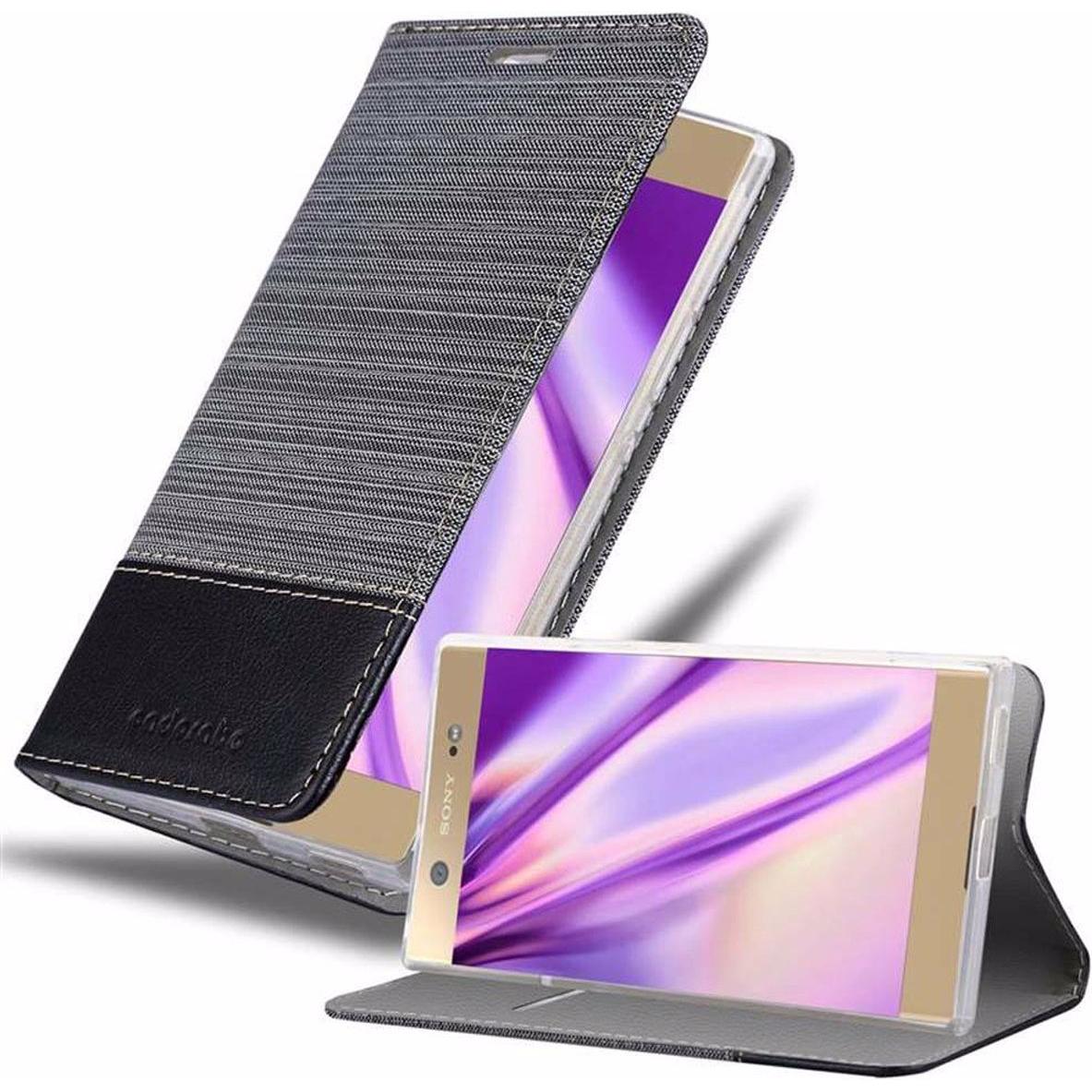 Cadorabo Book Jeans Optik Cover (Sony Xperia XA1 Ultra), Smartphone Hülle, Grau