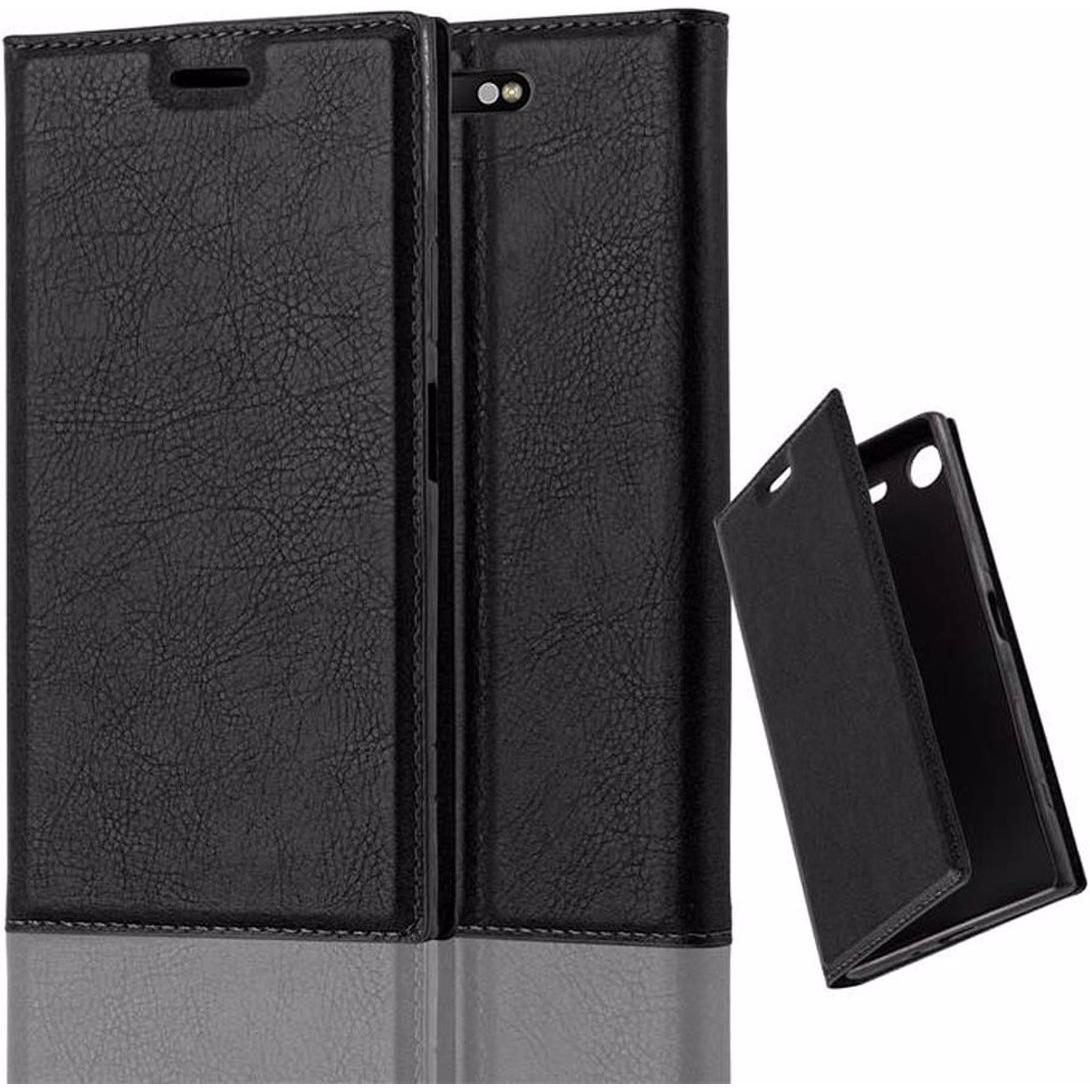 Cadorabo Book Invisible Magnet Cover (Sony Xperia XZ1), Smartphone Hülle, Schwarz