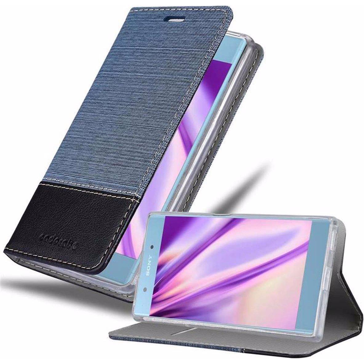 Cadorabo Book Jeans Optik Cover (Sony Xperia XA1 Plus), Smartphone Hülle, Blau