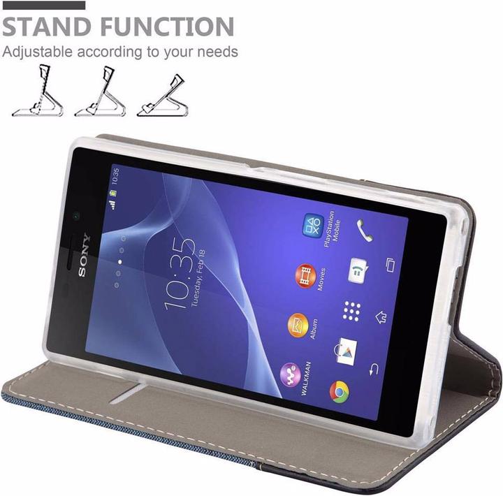Actual product image Cadorabo Book Jeans Optics Cover (Sony Xperia M2 Aqua, Sony Xperia M2)