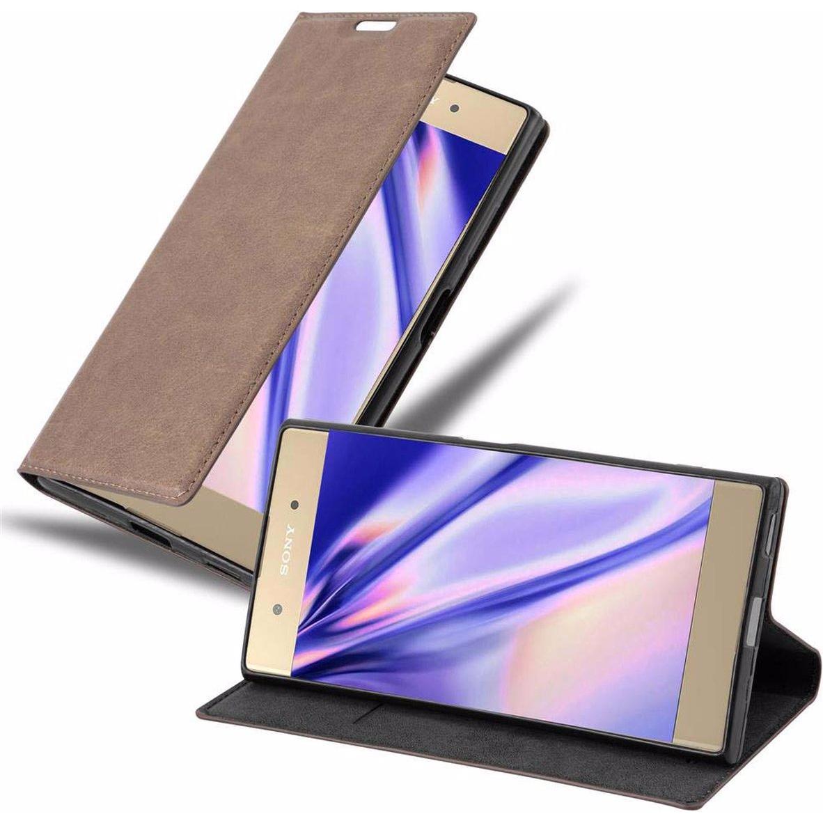 Cadorabo Book Invisible Magnet Cover (Sony Xperia XA1 Plus), Smartphone Hülle, Braun