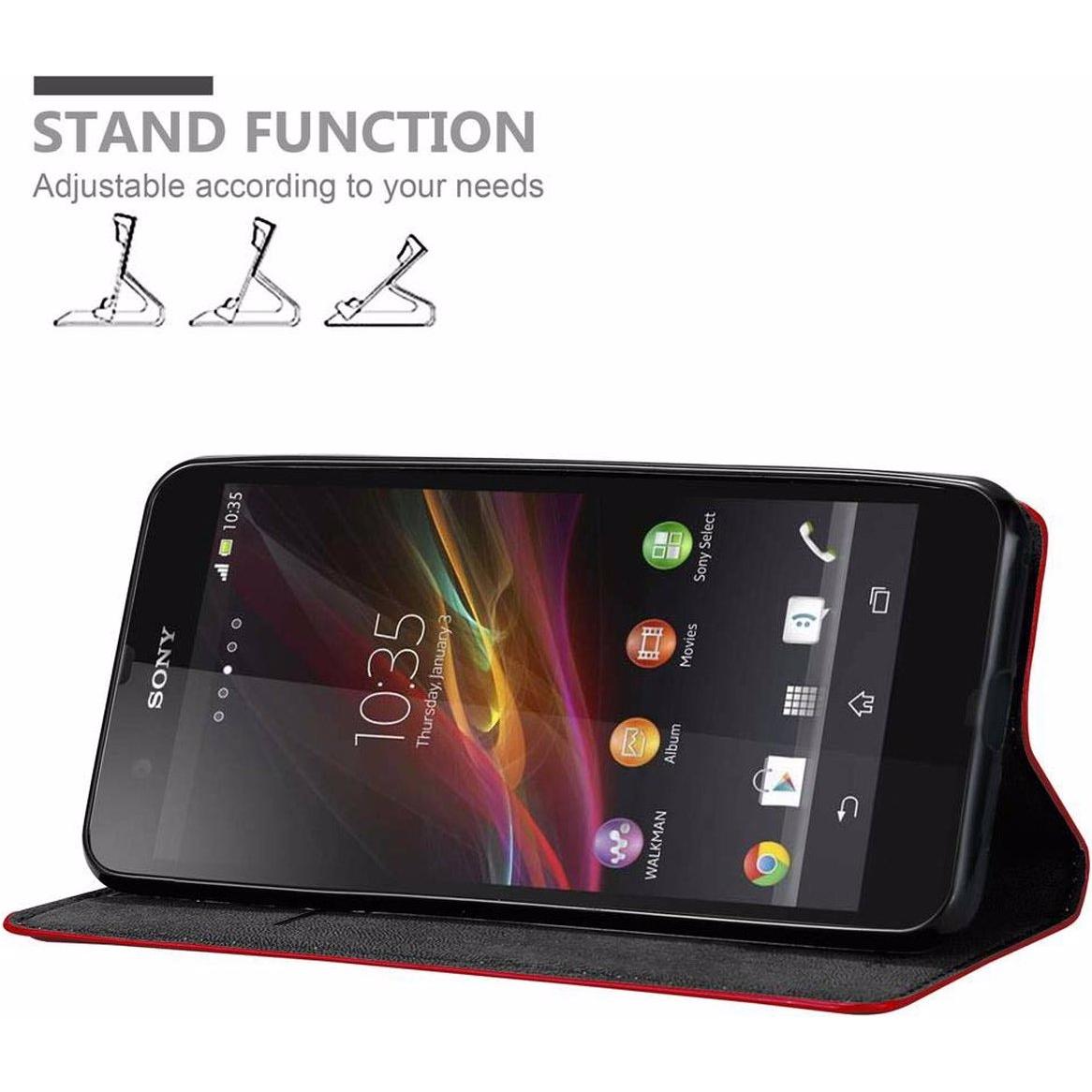 Thumbnail - Cadorabo Book Invisible Magnet Cover (Sony Xperia Z), Smartphone Hülle, Rot