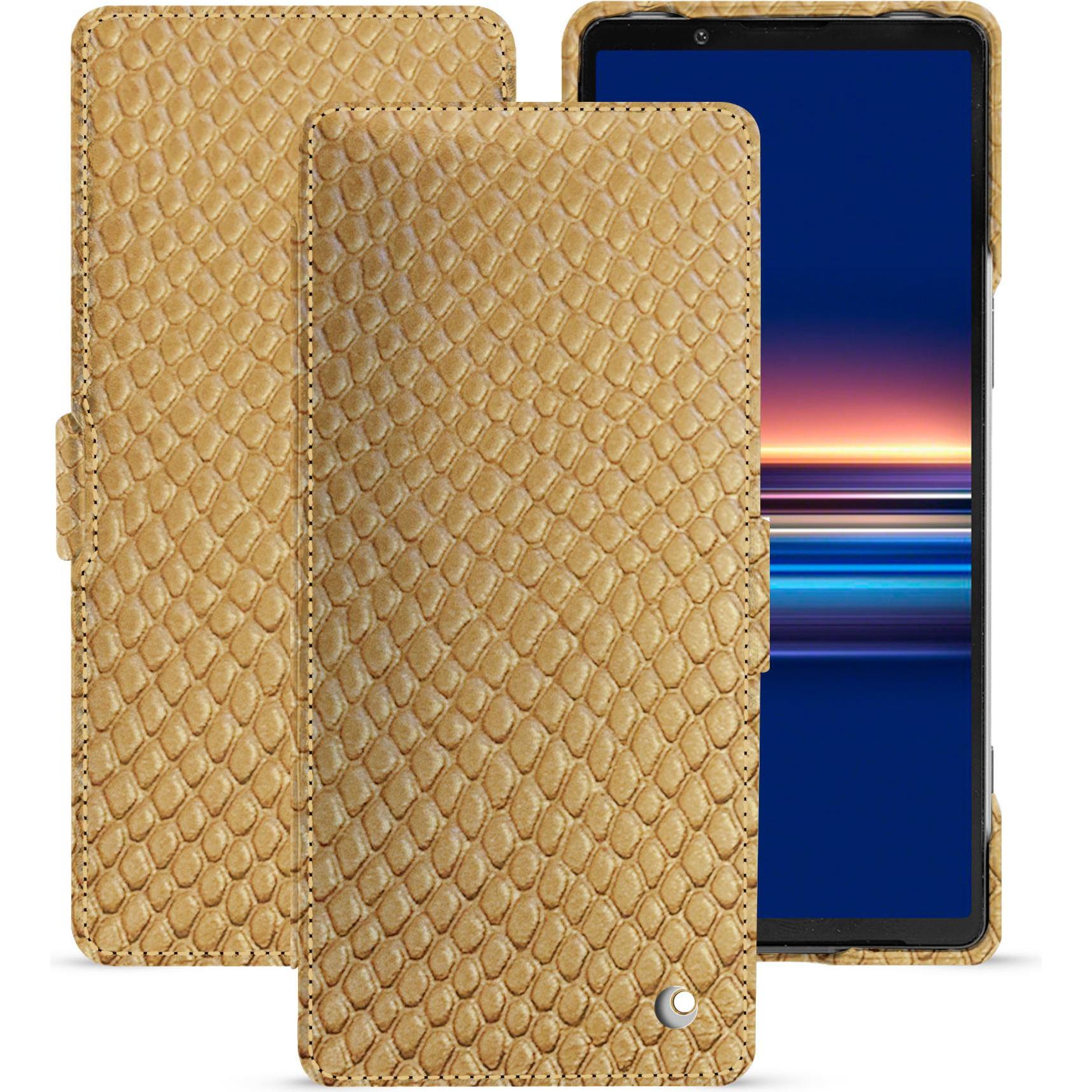 Noreve Lederschutzhülle horizontal (Sony Xperia 5 V), Smartphone Hülle, Beige