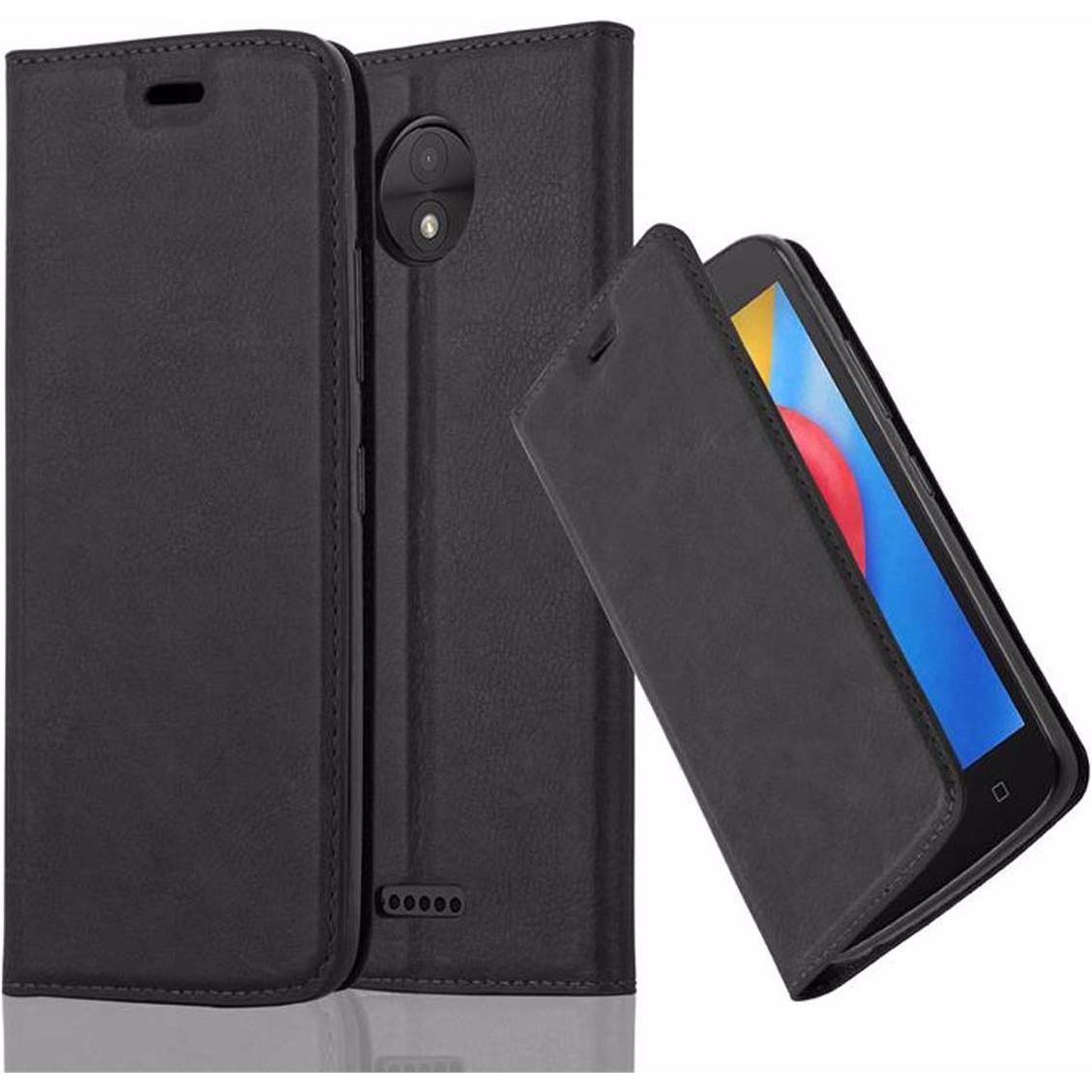 Cadorabo Book Invisible Magnet Cover (Motorola Moto C), Smartphone Hülle, Schwarz