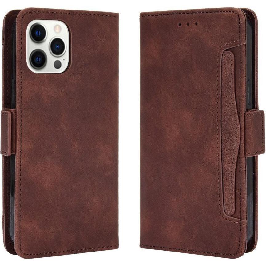 Cover-Discount iPhone 13 Pro Max - Etui mit vielen Kartenfächer braun (Apple iPhone 13 Pro Max), Smartphone Hülle, Braun