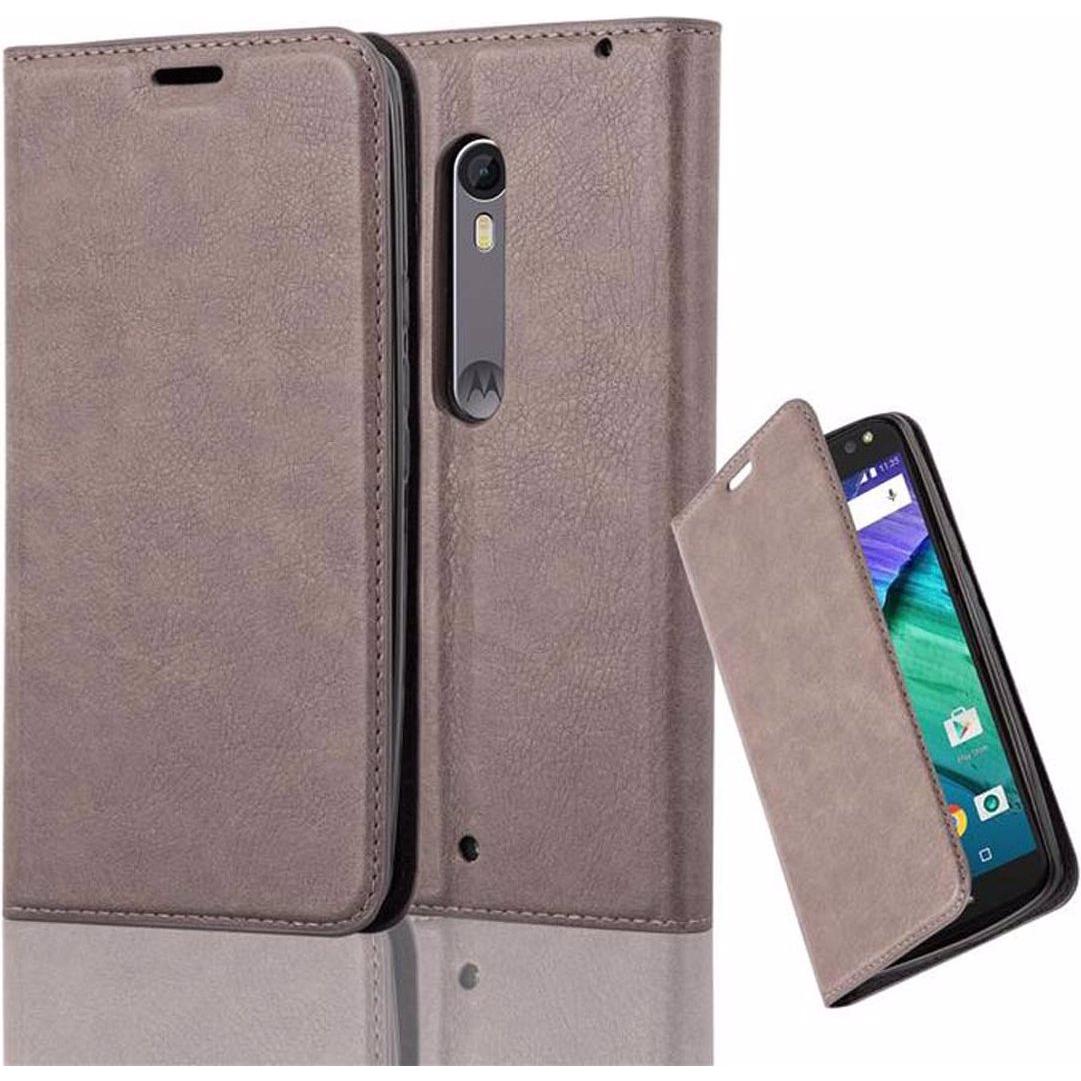 Cadorabo Book Invisible Magnet Cover (Motorola Moto X Style), Smartphone Hülle, Braun