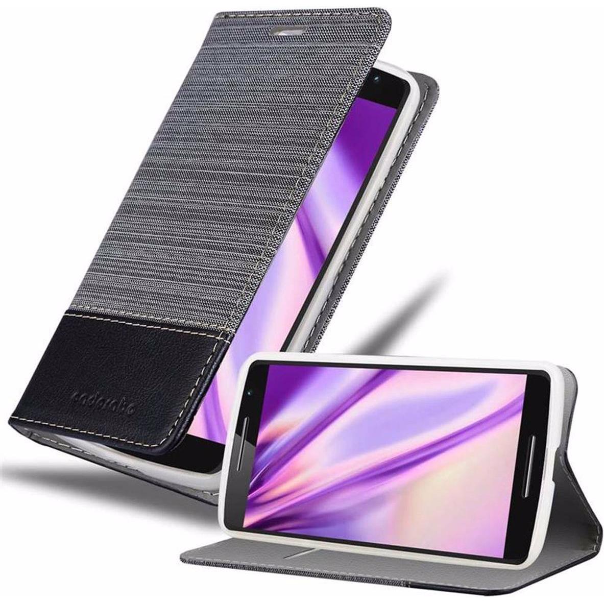 Cadorabo Book Jeans Optik Cover (Motorola Moto X Play), Smartphone Hülle, Grau
