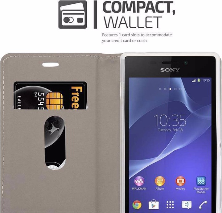 Produktbild Cadorabo Book Jeans Optik Cover (Sony Xperia M2, Sony Xperia M2 Aqua)