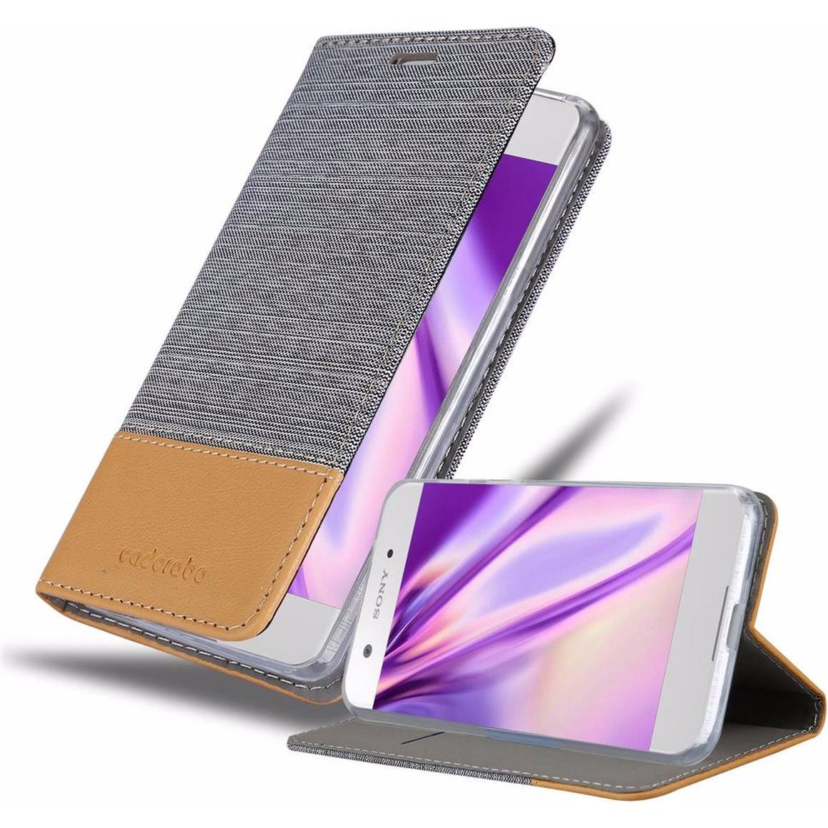 Cadorabo Jeans Optik (Sony Xperia XA1), Smartphone Hülle, Grau, Braun