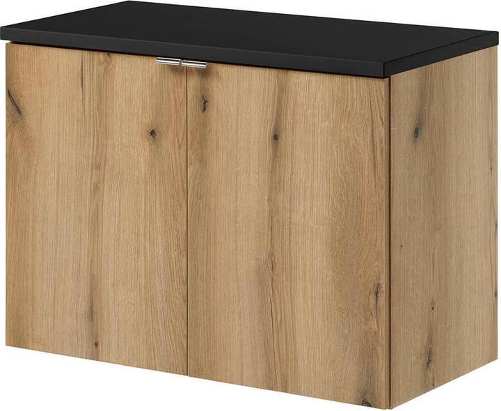 En.Casa Waschtischunterschrank Skelbolu 80x60x40cm Eicheoptik/Schwarz