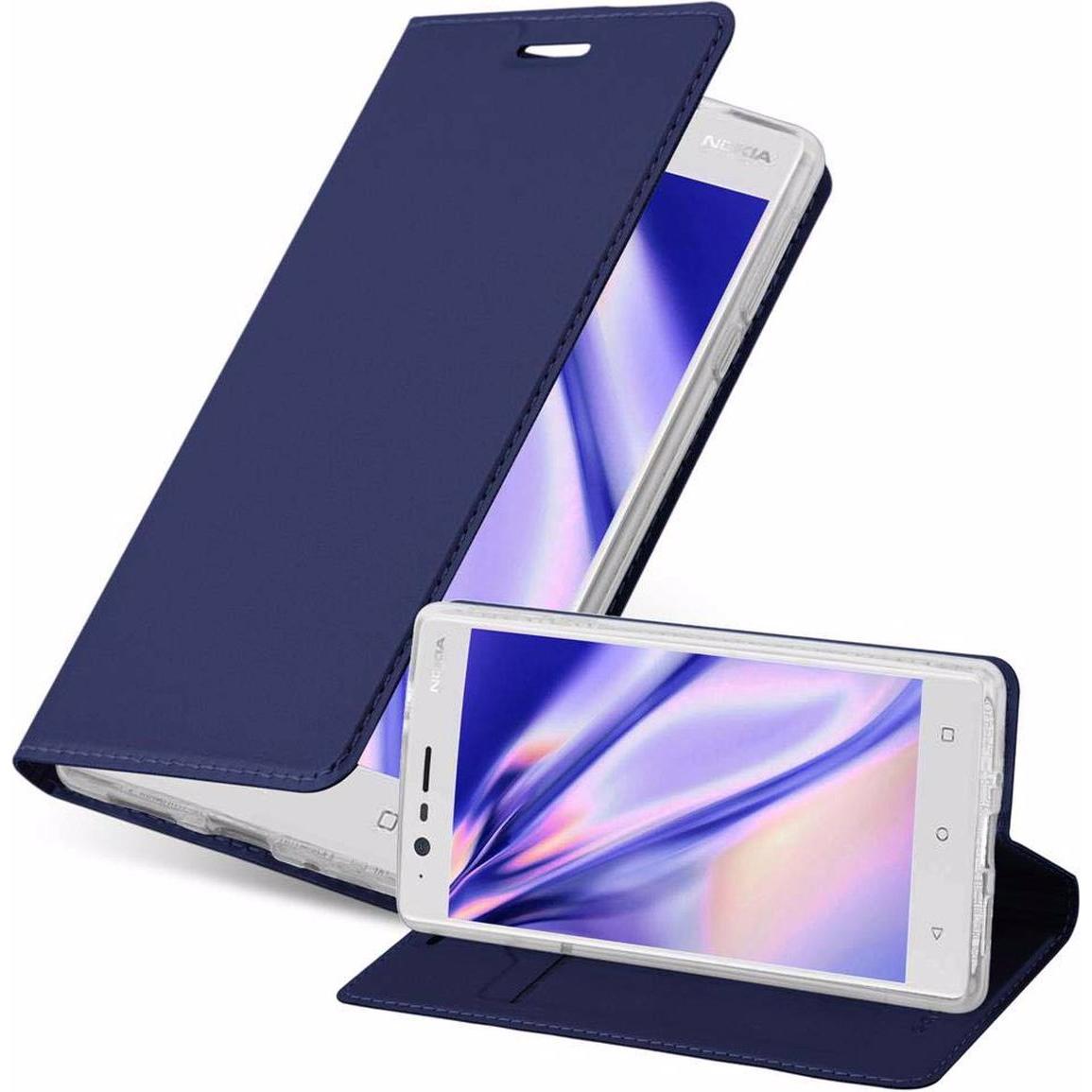 Cadorabo Book Classy Style Cover (OnePlus 3), Smartphone Hülle, Blau