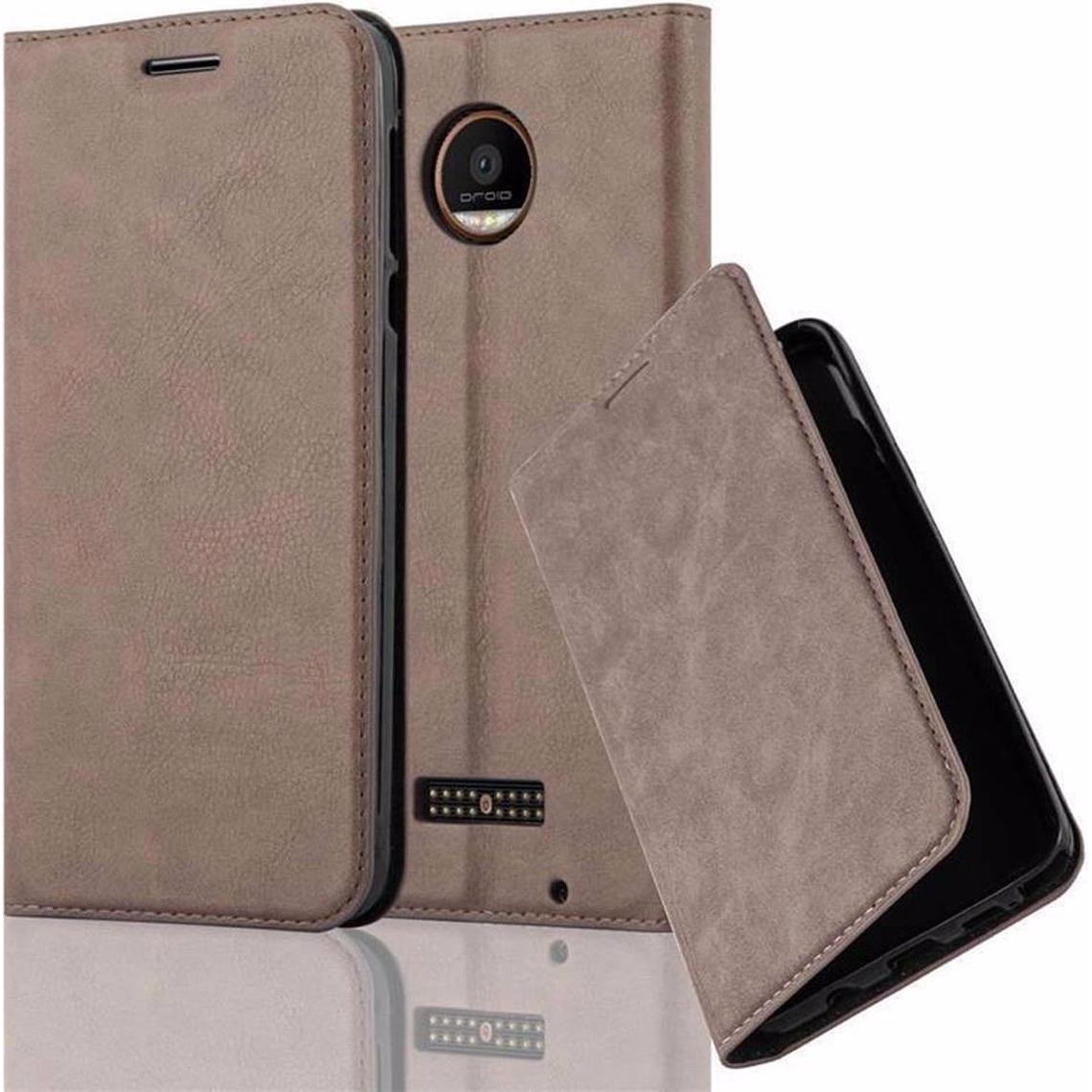 Cadorabo Book Invisible Magnet Cover (Motorola Moto Z Force), Smartphone Hülle, Braun