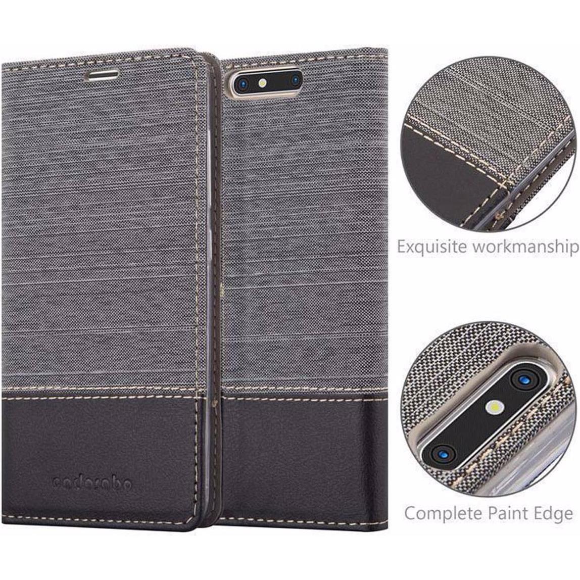 Thumbnail - Cadorabo Book Jeans Optik Cover (ZTE Blade V8), Smartphone Hülle, Grau
