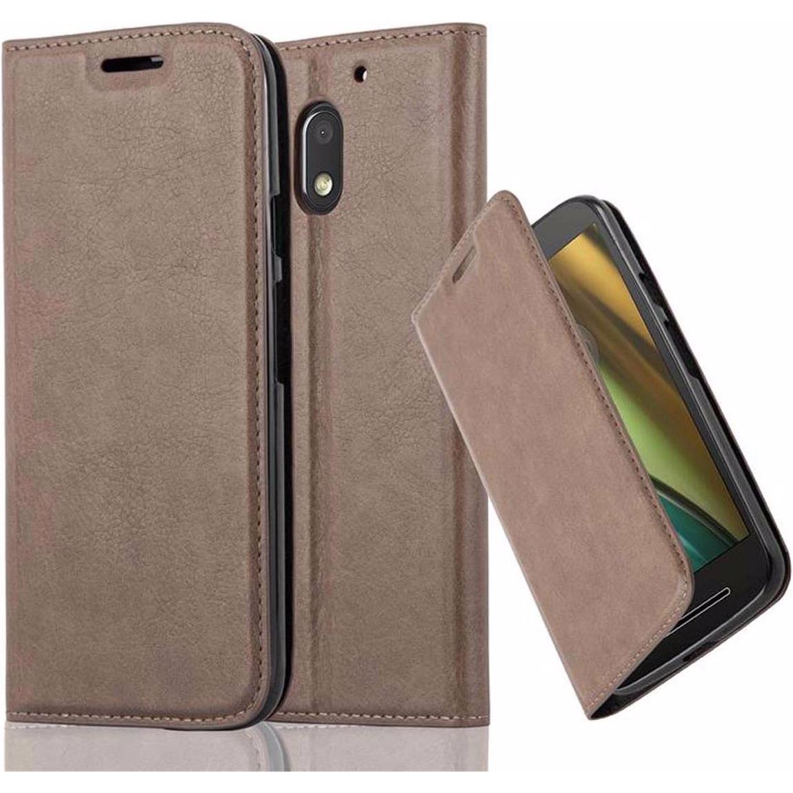 Cadorabo Book Invisible Magnet Cover (Motorola Moto E3), Smartphone Hülle, Braun