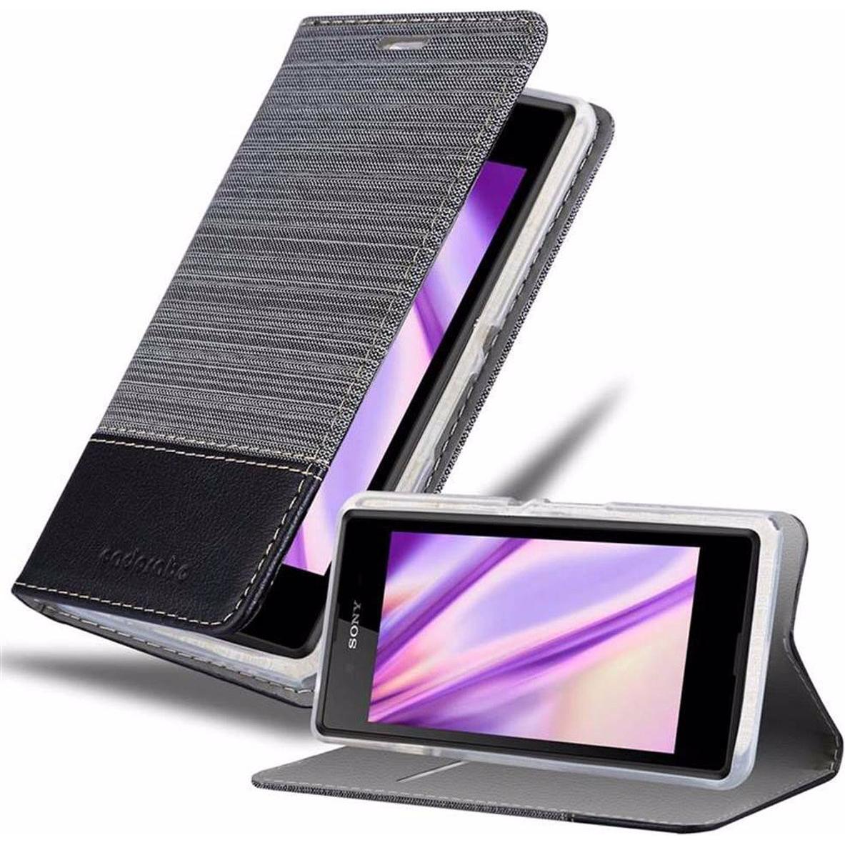 Cadorabo Book Jeans Optik Cover (Sony Xperia E3), Smartphone Hülle, Grau