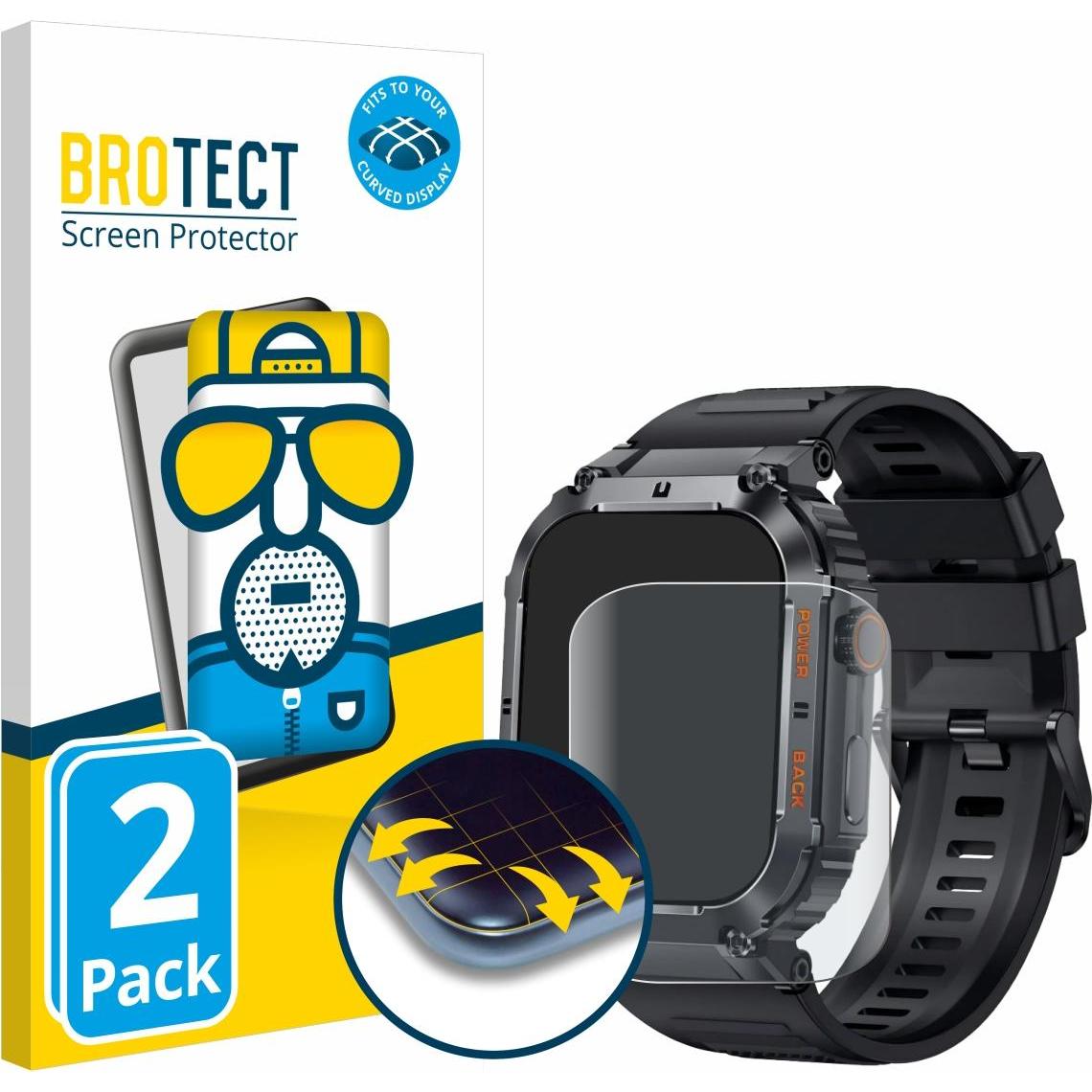 BROTECT Fullscreen Schutzfolie Displayschutz Folie Matt Entspiegelungsfolie, Smartwatch Schutzfolie, Grau