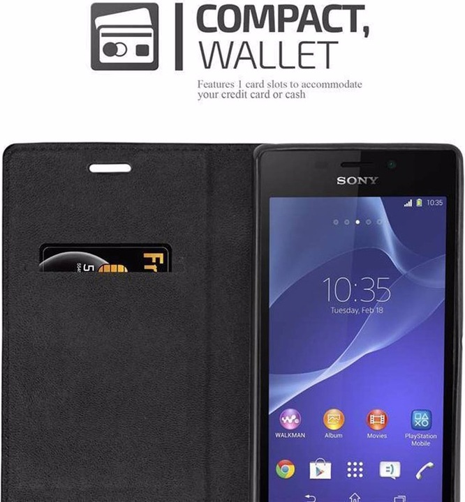 Actual product image Cadorabo Book Invisible Magnet Cover (Sony Xperia M2 Aqua)