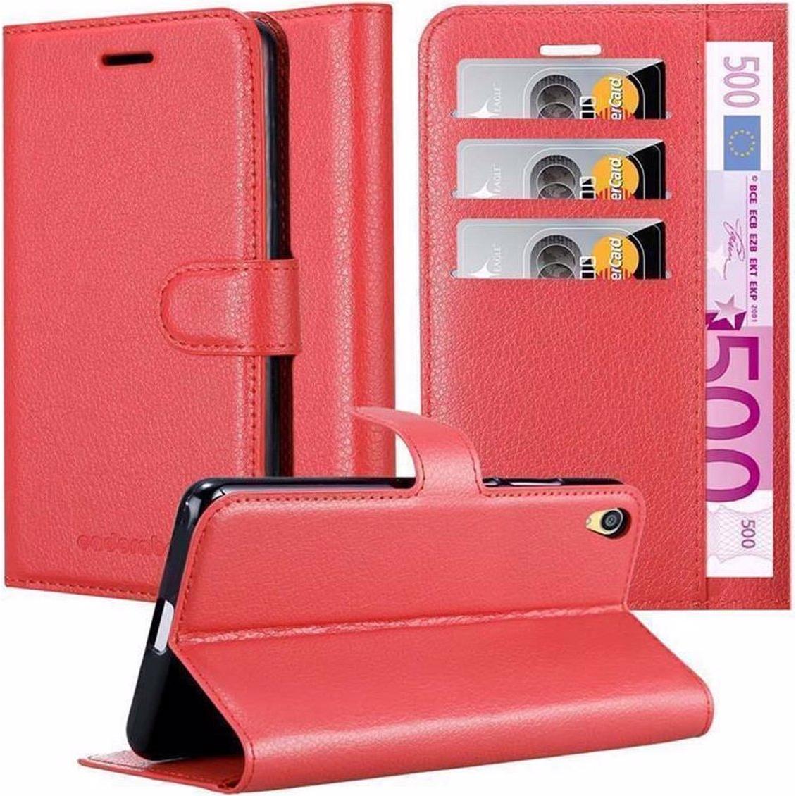 Cadorabo Book mit Standfunktion Cover (Sony Xperia Z5 Premium), Smartphone Hülle, Rot