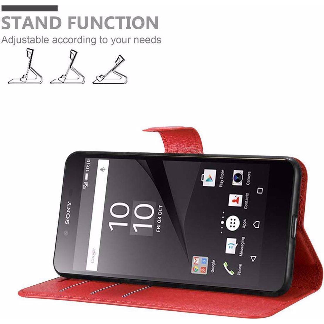 Thumbnail - Cadorabo Book mit Standfunktion Cover (Sony Xperia Z5 Premium), Smartphone Hülle, Rot