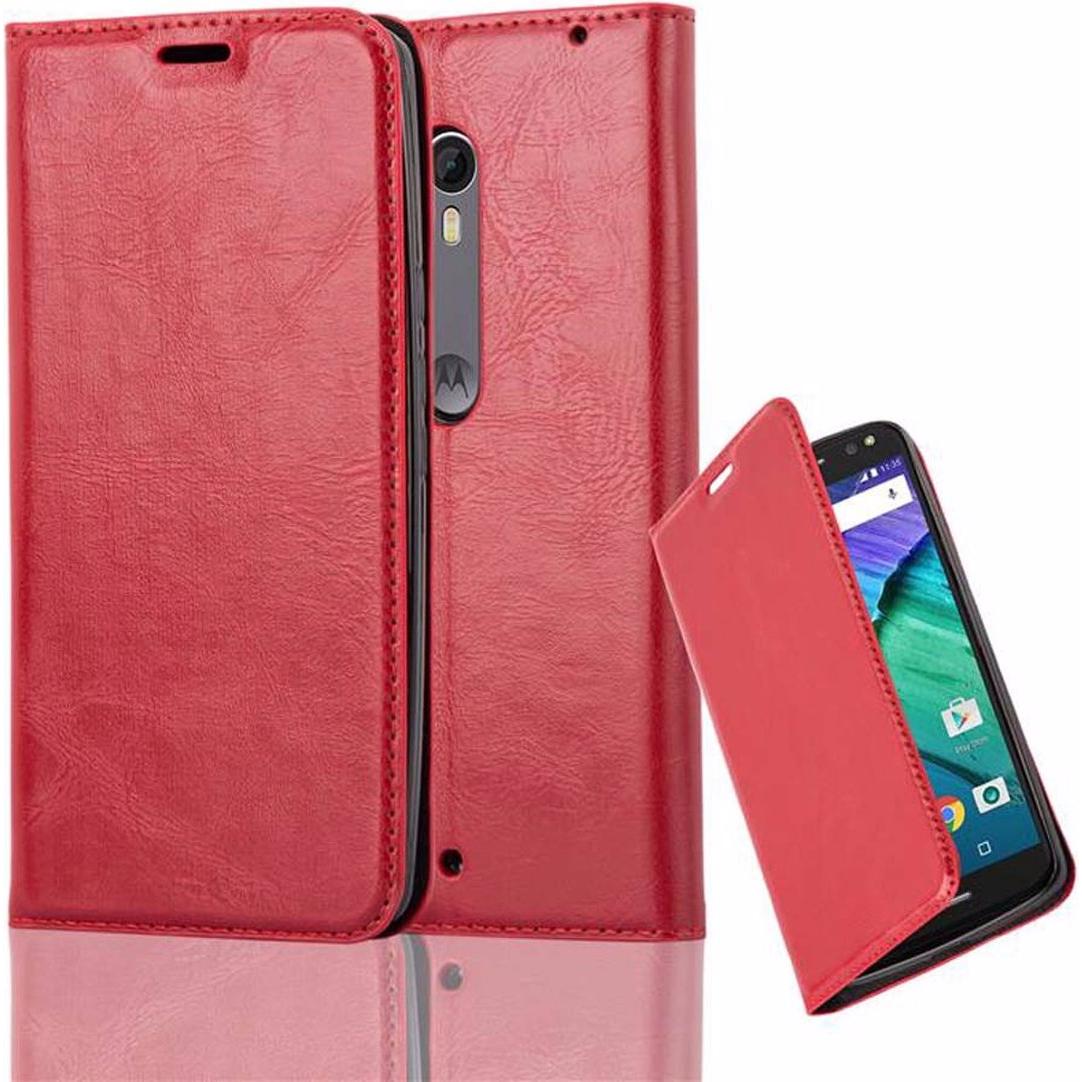 Cadorabo Book Invisible Magnet Cover (Motorola Moto X Style), Smartphone Hülle, Rot