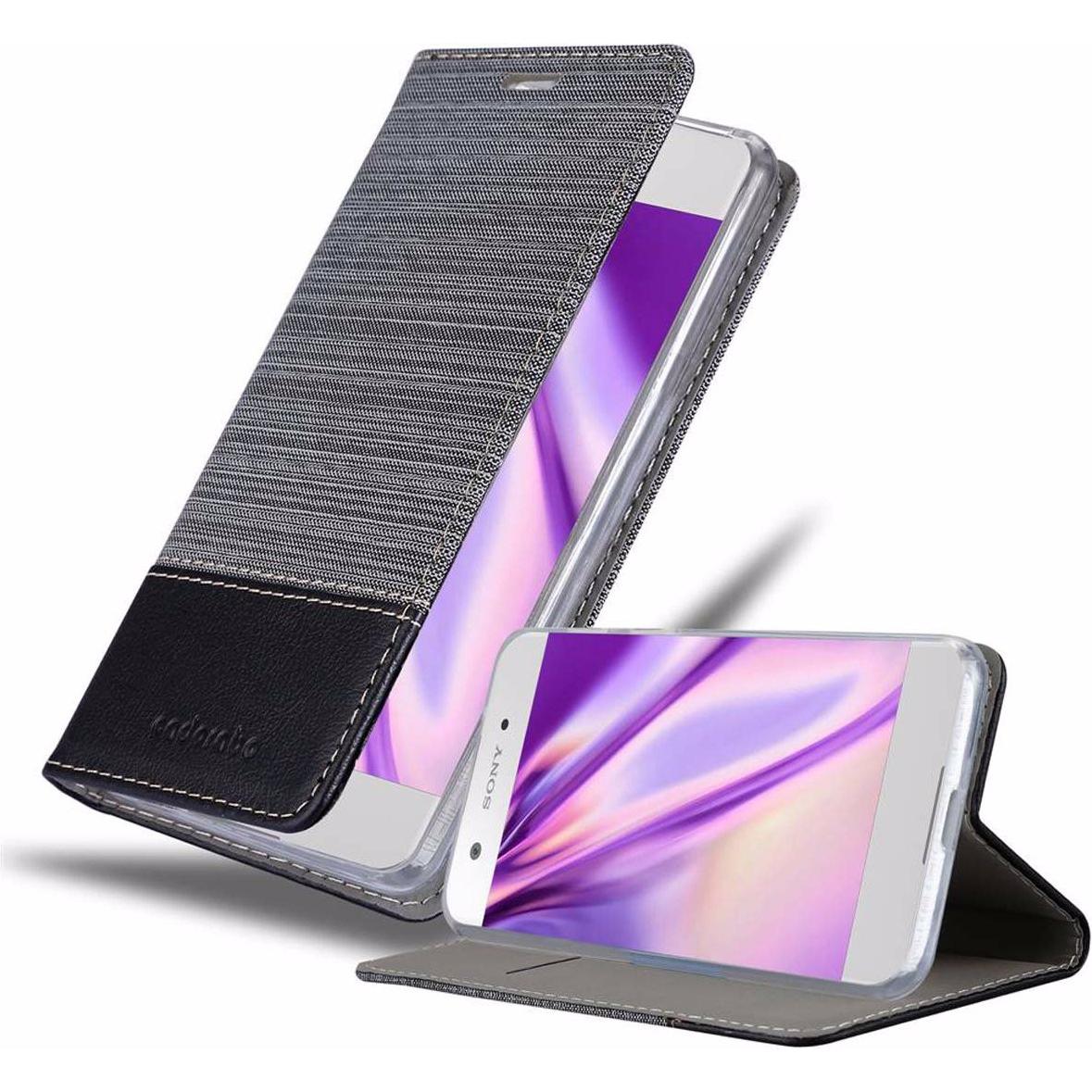 Cadorabo Book Jeans Optik Cover (Sony Xperia XA1), Smartphone Hülle, Grau