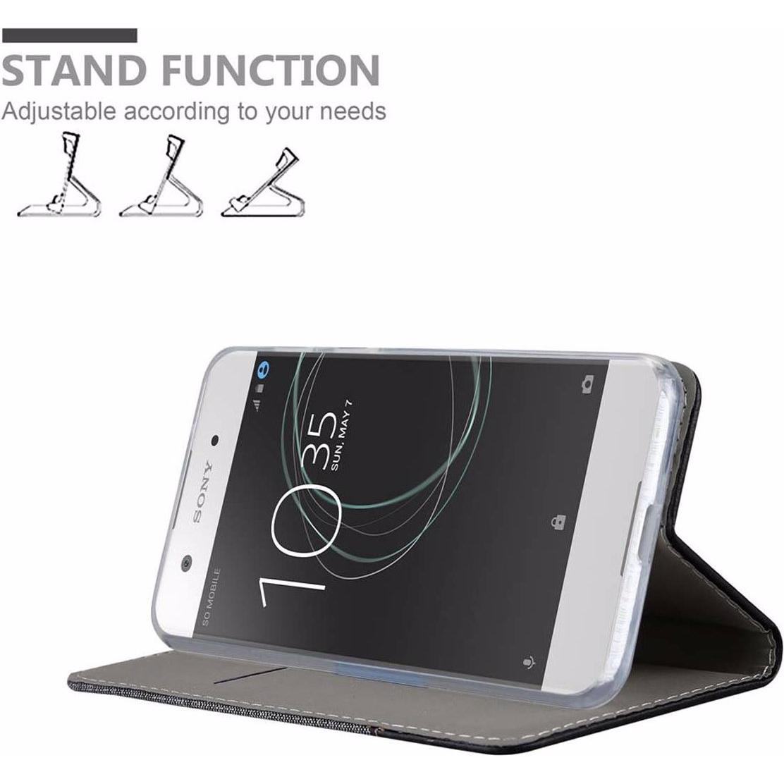 Thumbnail - Cadorabo Book Jeans Optik Cover (Sony Xperia XA1), Smartphone Hülle, Grau