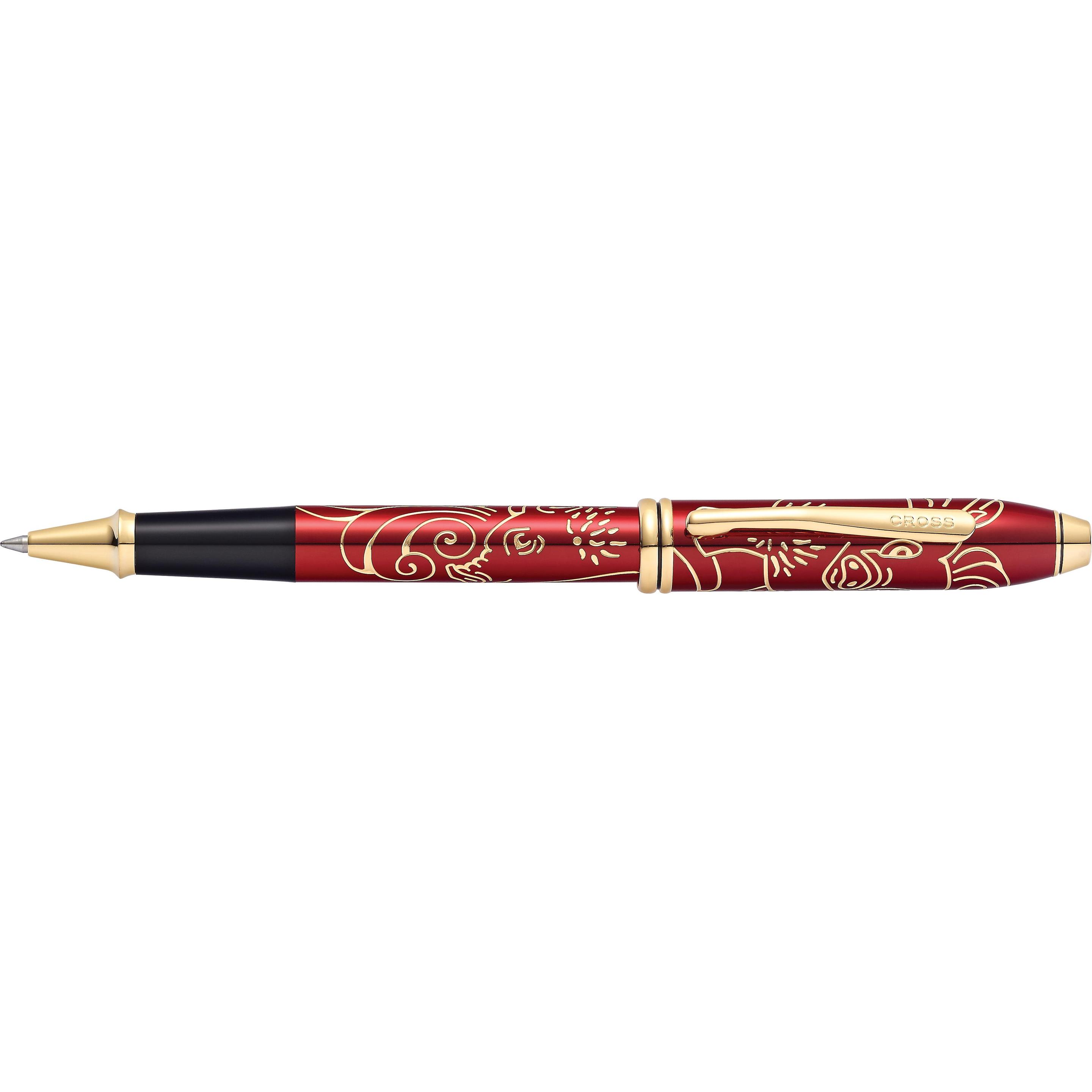 Thumbnail - Cross, Schreibstifte, Rollerball Townsend Zodiac Jahr des Schweins 2019 (Rotlack mit 23 Kt. goldplattierten Fräsungen)