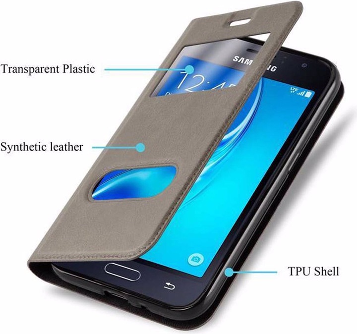 Produktbild Cadorabo Book mit View Doppelfenster Cover (Samsung Galaxy J1)